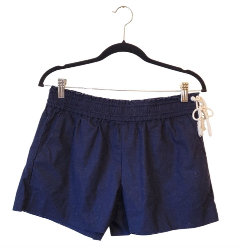 J. Crew Women's Navy Blue Side Tie Linen Shorts Size S